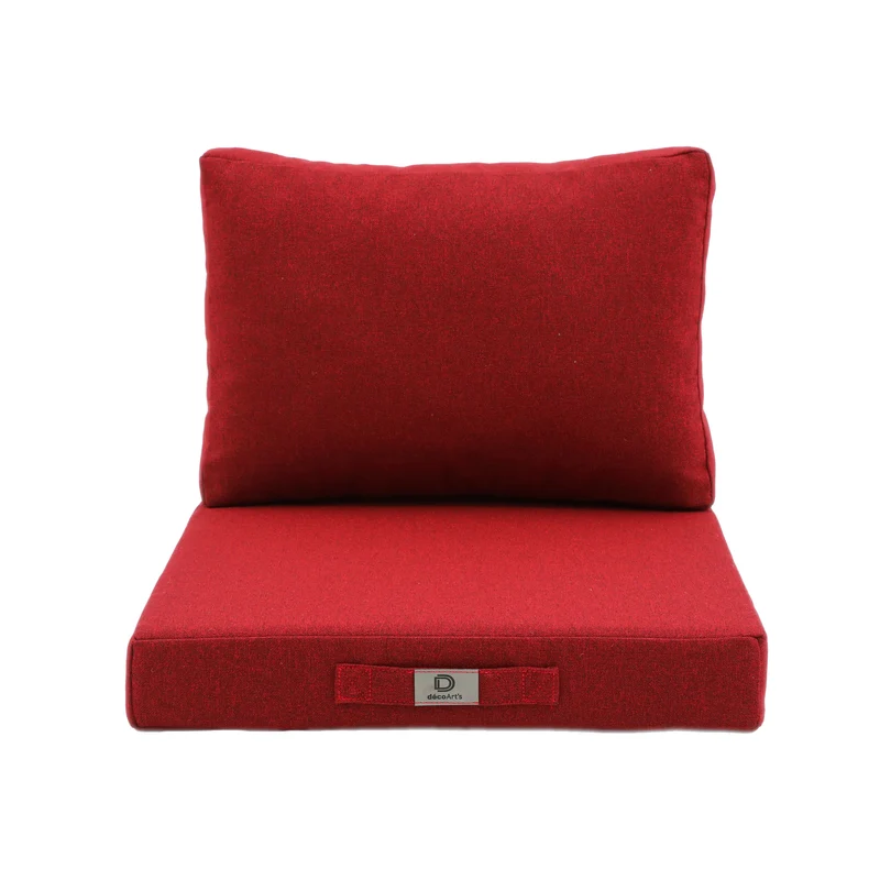 Ensemble Coussins Salon Jardin 50x50 Rouge Bordeaux - Assise + Dossier (Premium 270g)