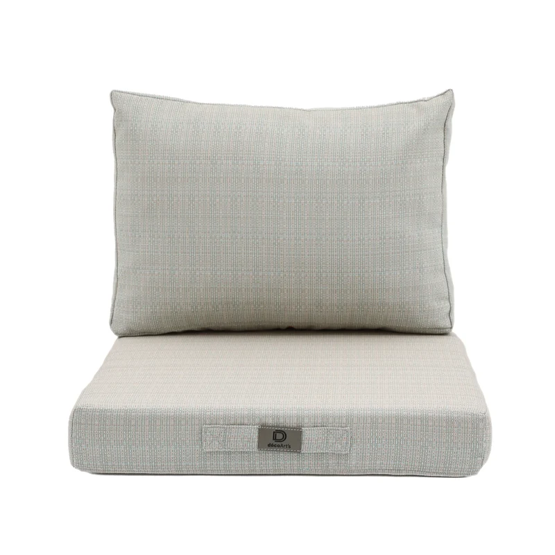 Ensemble Coussins Salon Jardin 50x50 Beige Chiné Turquoise - Assise + Dossier (Premium 270g)