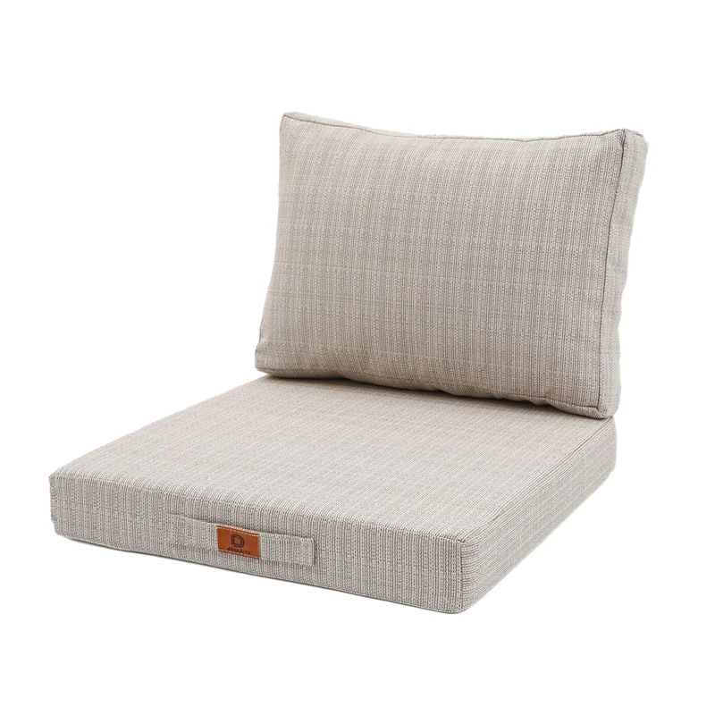 Ensemble Coussins Salon Jardin 50x50 Beige Chiné Noir - Assise + Dossier (Premium 270g)