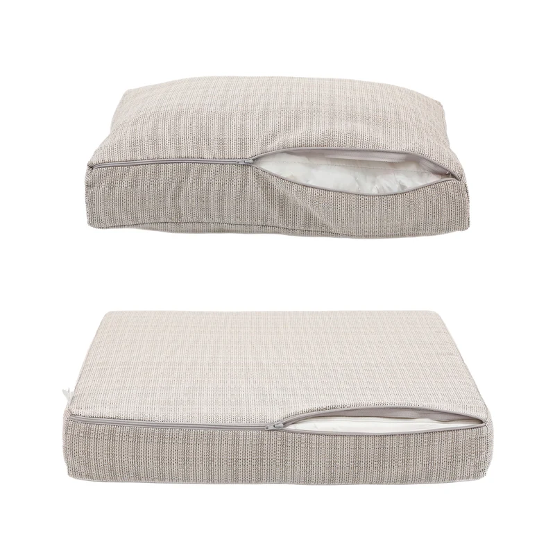 Ensemble Coussins Salon Jardin 50x50 Beige Chiné Noir - Assise + Dossier (Premium 270g)
