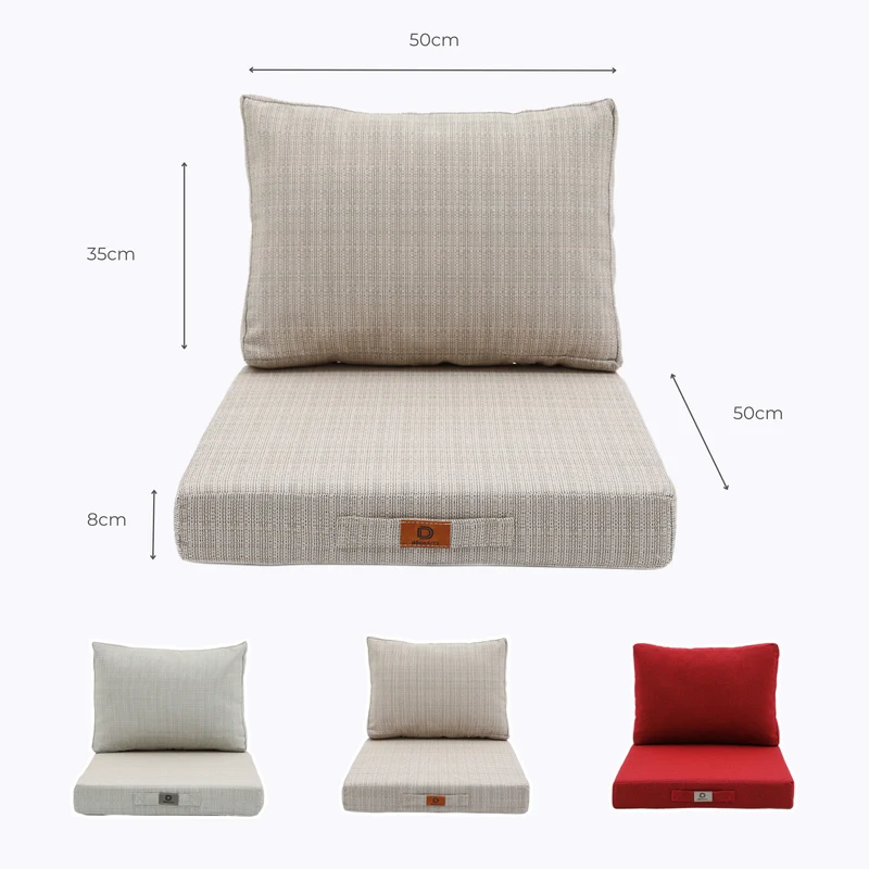 Ensemble Coussins Salon Jardin 50x50 Beige Chiné Noir - Assise + Dossier (Premium 270g)