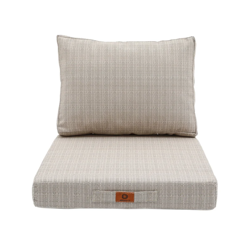 Ensemble Coussins Salon Jardin 50x50 Beige Chiné Noir - Assise + Dossier (Premium 270g)