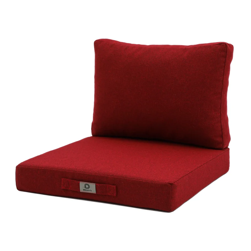 Ensemble Coussins Salon Jardin 60x60 Rouge Bordeaux - Assise + Dossier (Premium 270g)