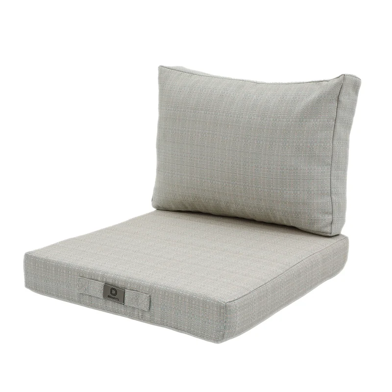 Ensemble Coussins Salon Jardin 60x60 Beige Chiné Turquoise - Assise + Dossier (Premium 270g)