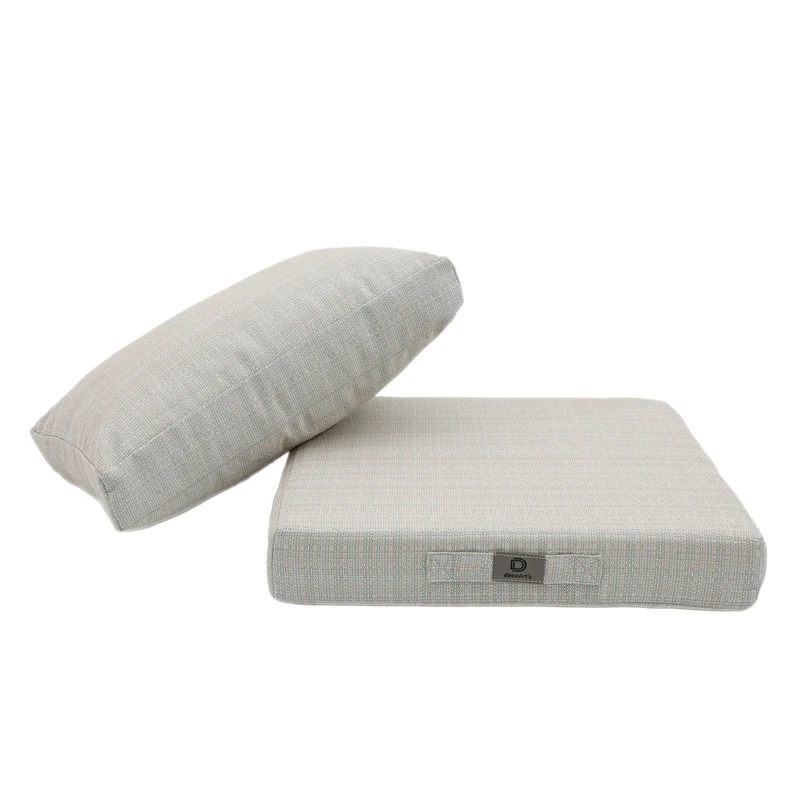 Ensemble Coussins Salon Jardin 60x60 Beige Chiné Turquoise - Assise + Dossier (Premium 270g)