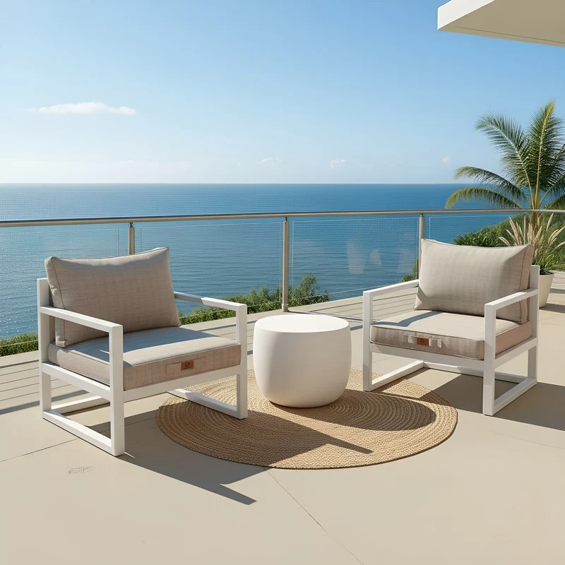 Ensemble Coussins Salon Jardin 60x60 Beige Chiné Noir - Assise + Dossier (Premium 270g)