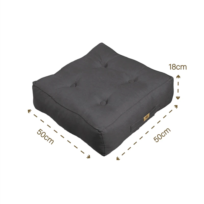 Lot de 2 Coussins de Sol Effet Lin 50x50 Gris Chiné - Épais 18cm (Haut de Gamme)