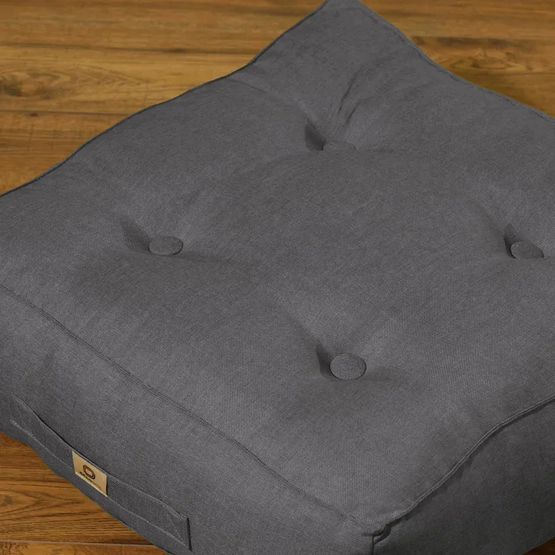 Lot de 2 Coussins de Sol Effet Lin 40x40 Gris Chiné - Épais 12cm (Déco & Confort)