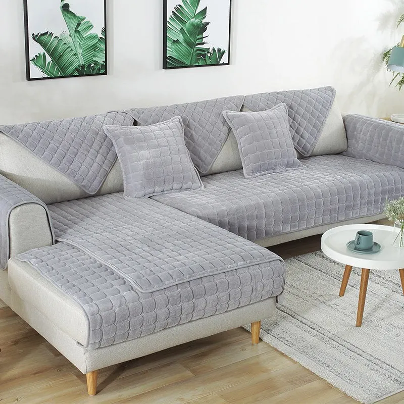 Housses de canapé antidérapantes matelassée velours flanelle
