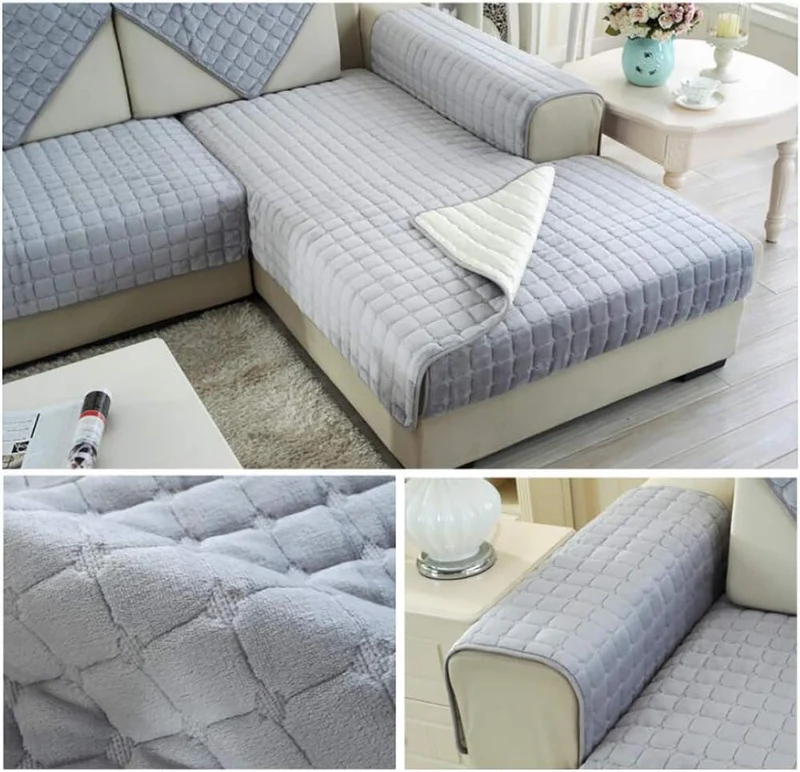 Housses de canapé antidérapantes matelassée velours flanelle