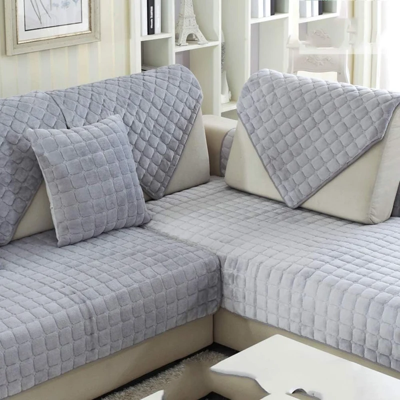 Housses de canapé antidérapantes matelassée velours flanelle