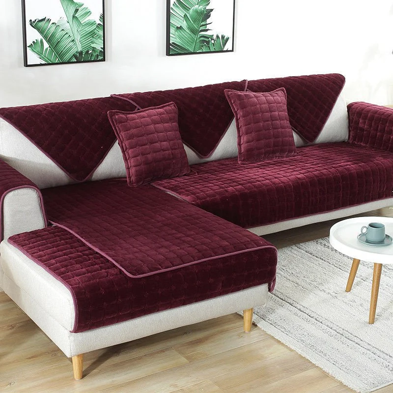 Housses de canapé antidérapantes matelassée velours flanelle