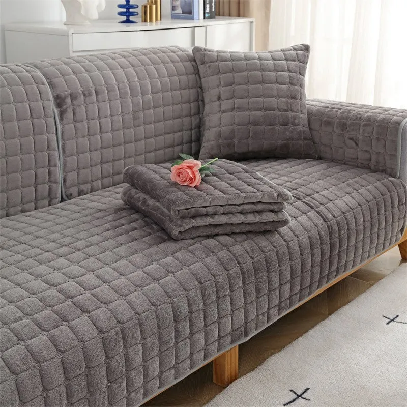 Housses de canapé antidérapantes matelassée velours flanelle
