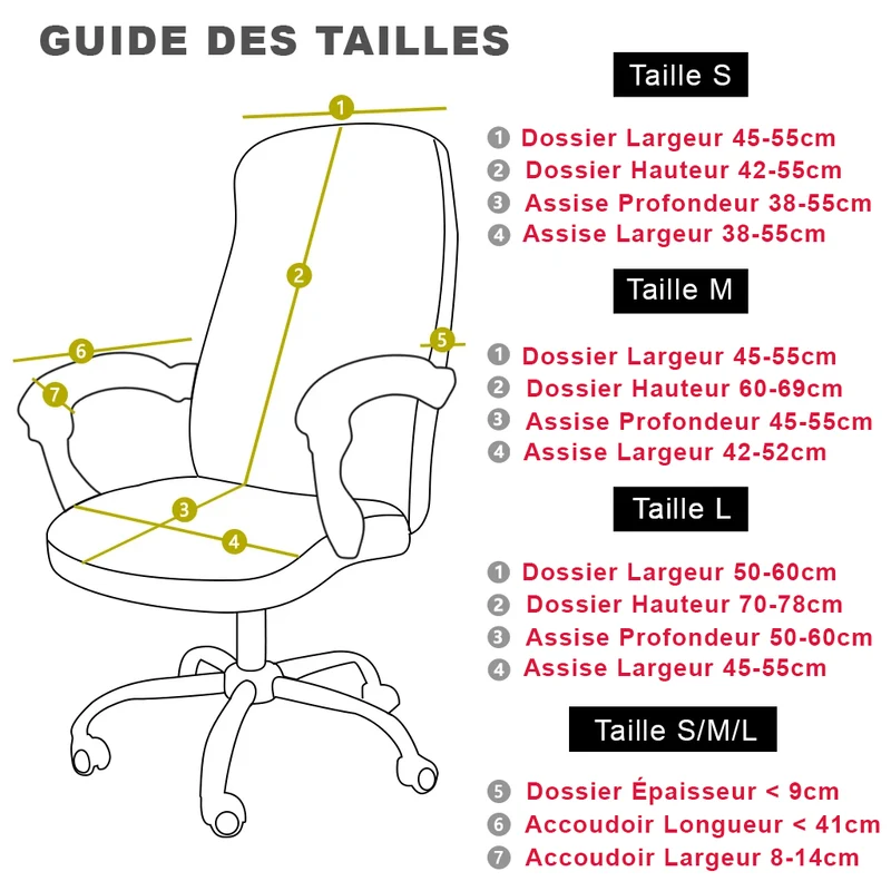 Housses de chaise de bureau extensible et imperméable toutes tailles