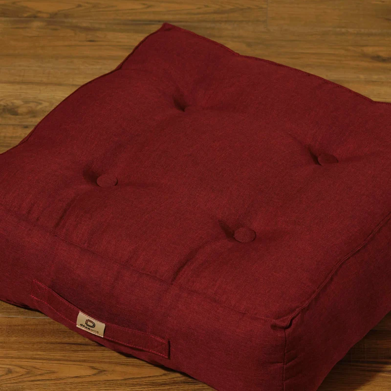 Lot de 2 Coussins de Sol Effet Lin 40x40 Rouge - Épais 12cm (Déco & Confort)