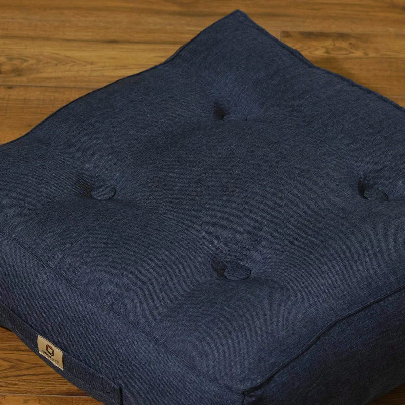 Lot de 2 Coussins de Sol Effet Lin 40x40 Bleu - Épais 12cm (Déco & Confort)