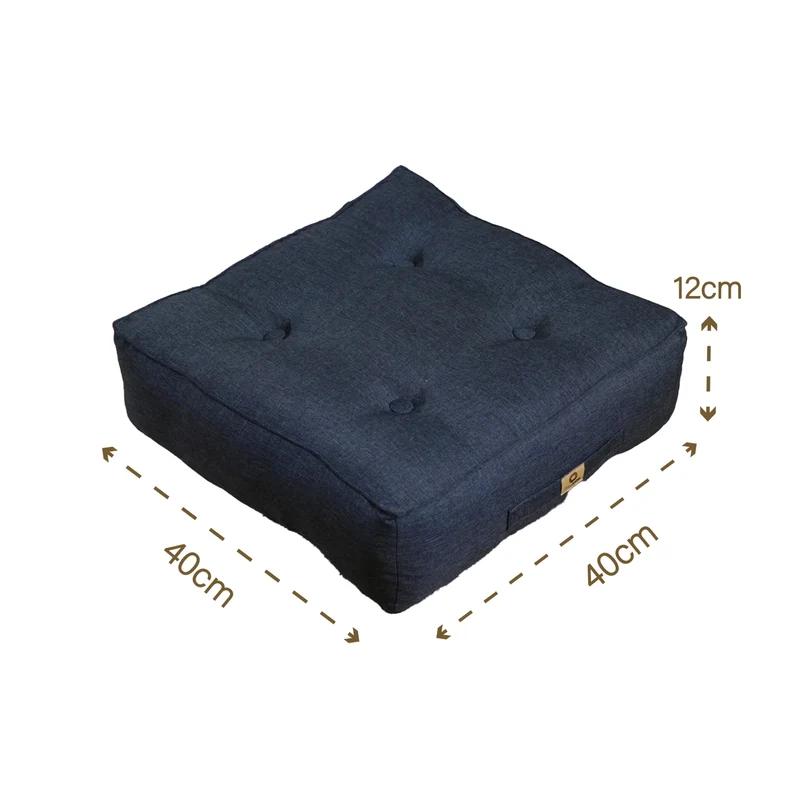 Lot de 2 Coussins de Sol Effet Lin 40x40 Bleu - Épais 12cm (Déco & Confort)