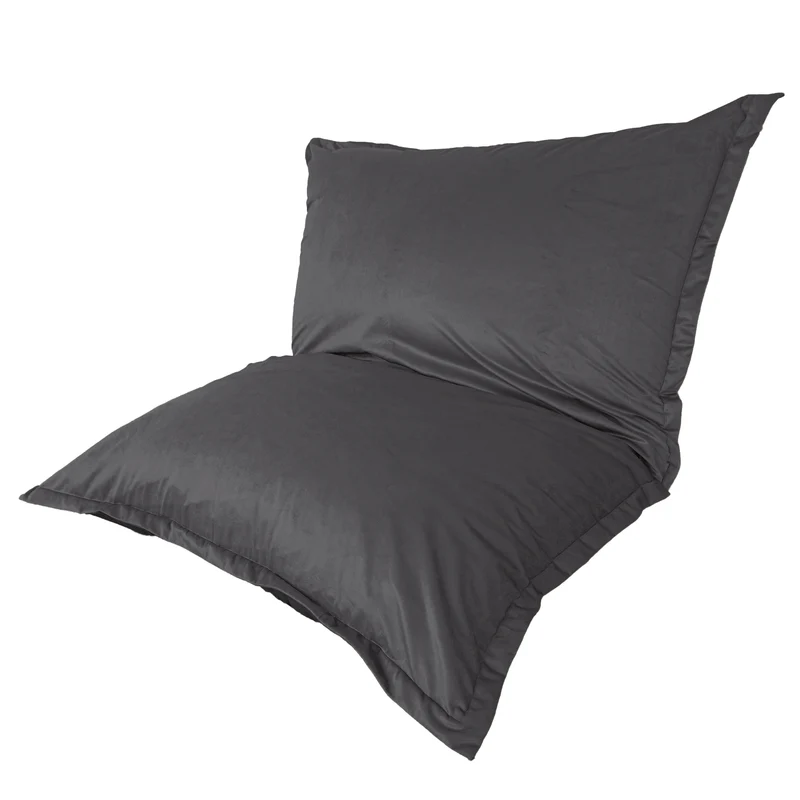 Pouf Géant XXL 190x155 Gris Foncé - Velours & Mousse (Canapé de Sol Prestige)