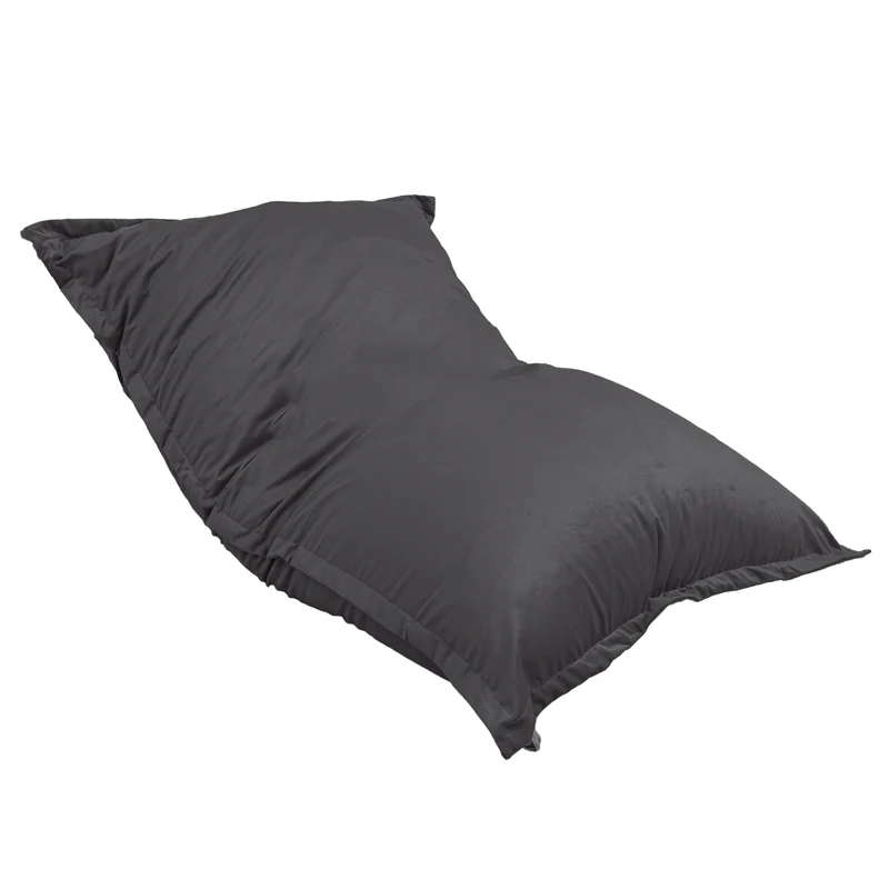 Pouf Géant XXL 190x155 Gris Foncé - Velours & Mousse (Canapé de Sol Prestige)