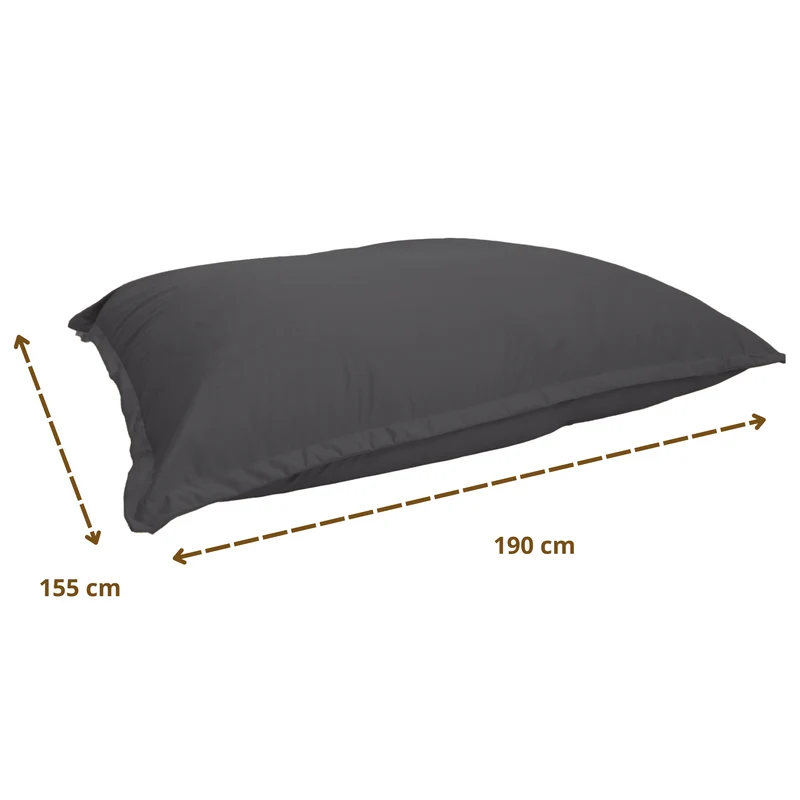 Pouf Géant XXL 190x155 Gris Foncé - Velours & Mousse (Canapé de Sol Prestige)