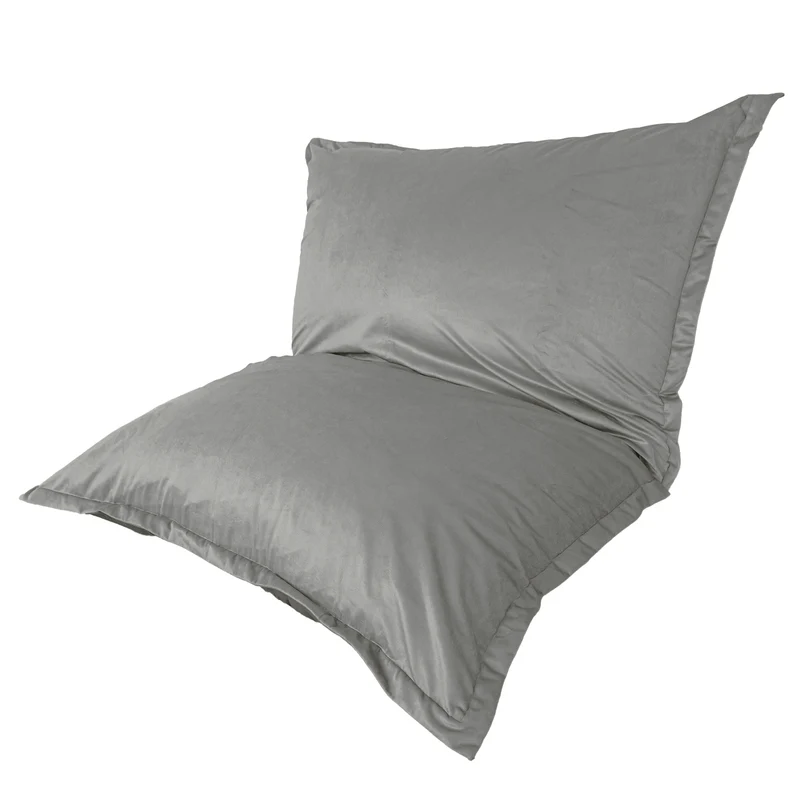 Pouf Géant XXL 190x155 Gris Clair - Velours & Mousse (Canapé de Sol Prestige)