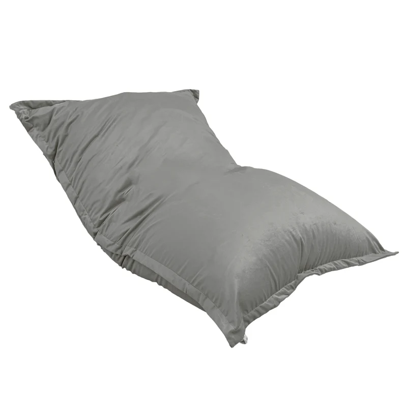 Pouf Géant XXL 190x155 Gris Clair - Velours & Mousse (Canapé de Sol Prestige)