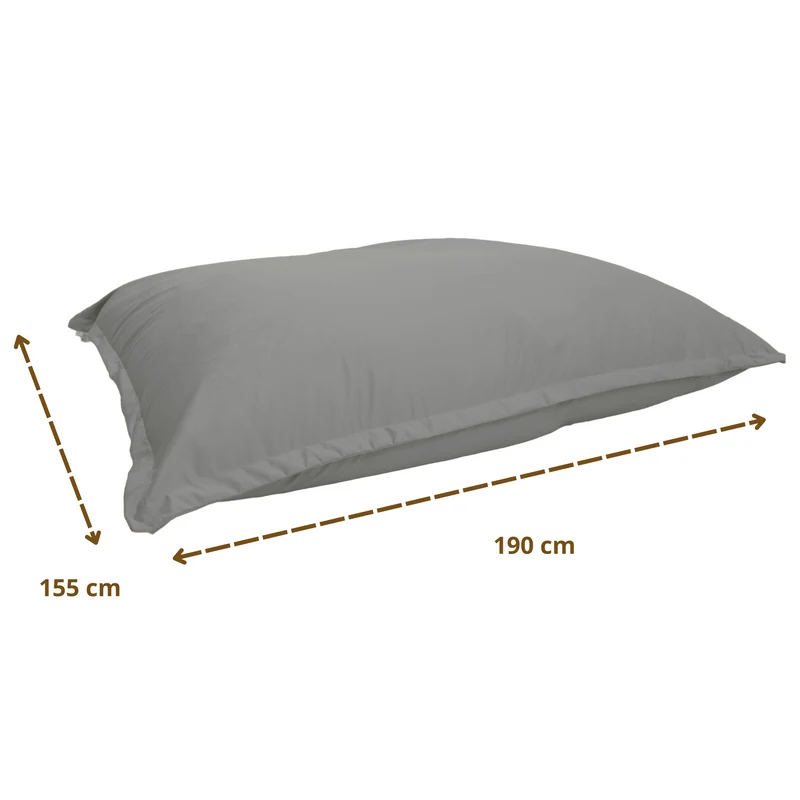 Pouf Géant XXL 190x155 Gris Clair - Velours & Mousse (Canapé de Sol Prestige)