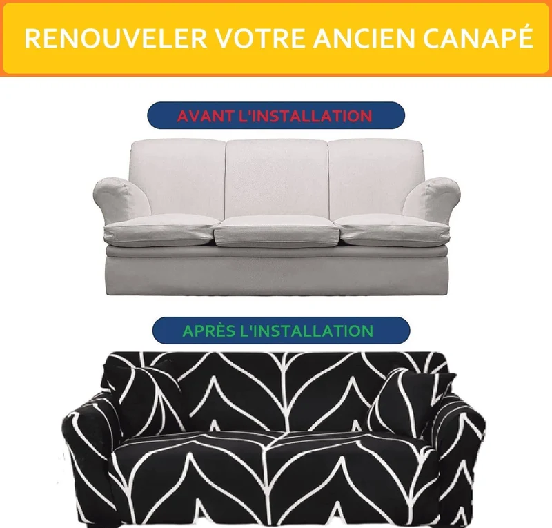 Housse de Canapé d'angle - Fleur Noir