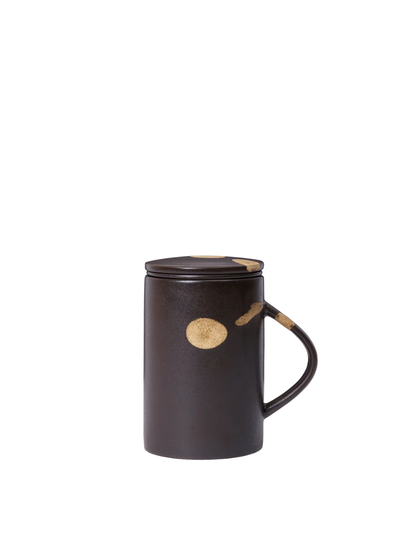 Koyo Tea Mug with Infuser Set - Dark Brown/Buff