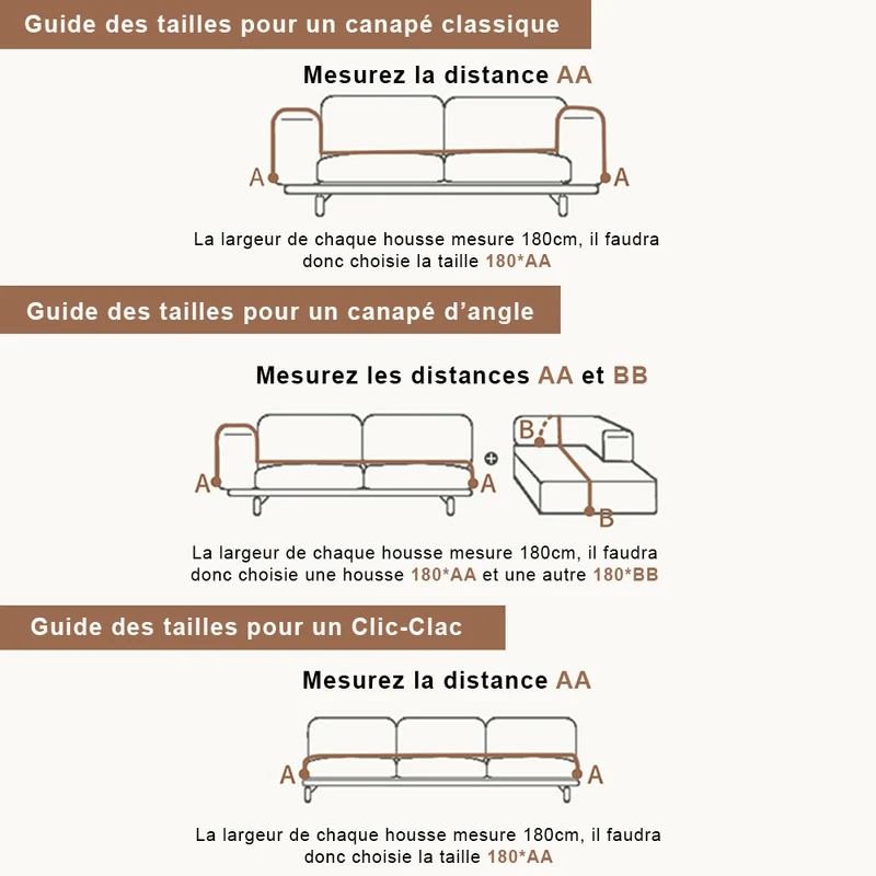Jeté de canapé imperméable anti griffe grande taille - tissu renforcé - Largeur 180cm