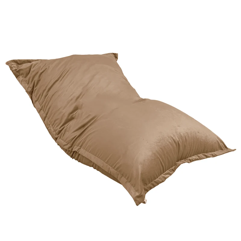Pouf Géant XXL 190x155 Beige - Velours & Mousse (Canapé de Sol Prestige)