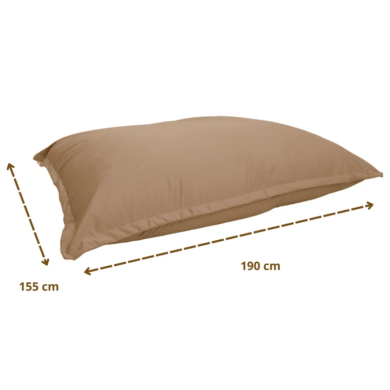 Pouf Géant XXL 190x155 Beige - Velours & Mousse (Canapé de Sol Prestige)