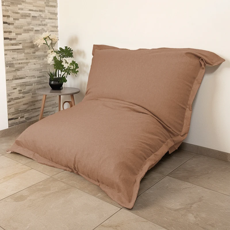 Pouf Géant XXL 190x155 Marron - Effet Lin & Mousse (Canapé de Sol Design)