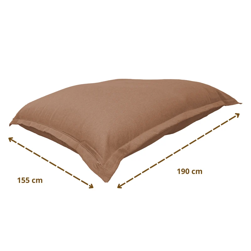Pouf Géant XXL 190x155 Marron - Effet Lin & Mousse (Canapé de Sol Design)