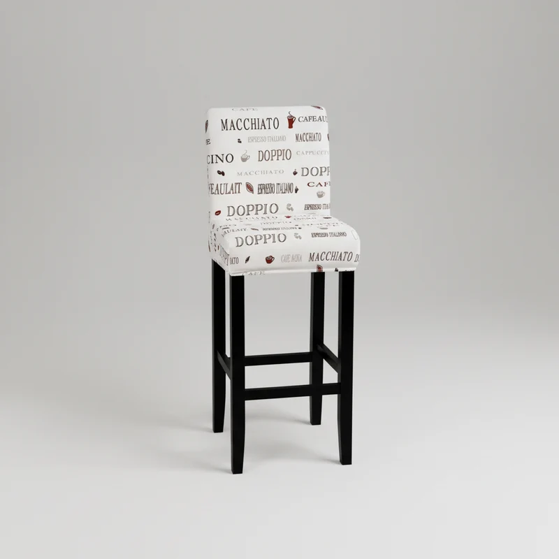 Housse de Tabouret de Bar Extensible - Motif Café Noir sur Blanc