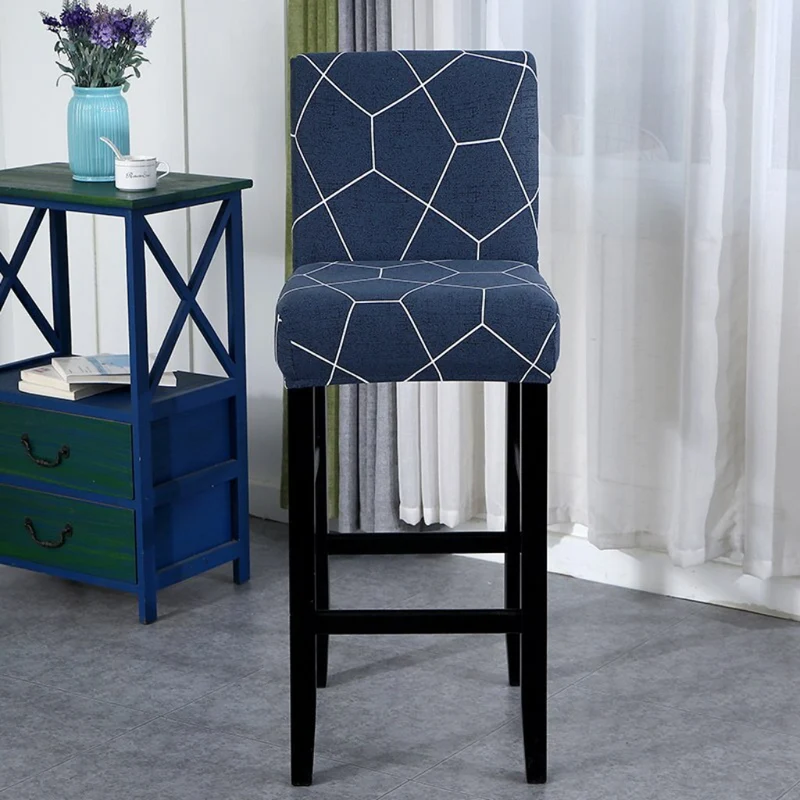 Housse de Tabouret de Bar Bleu à Motifs Géométriques Modernes - Protection Premium