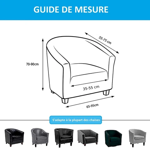 Housse de Fauteuil Extensible - Gris Clair