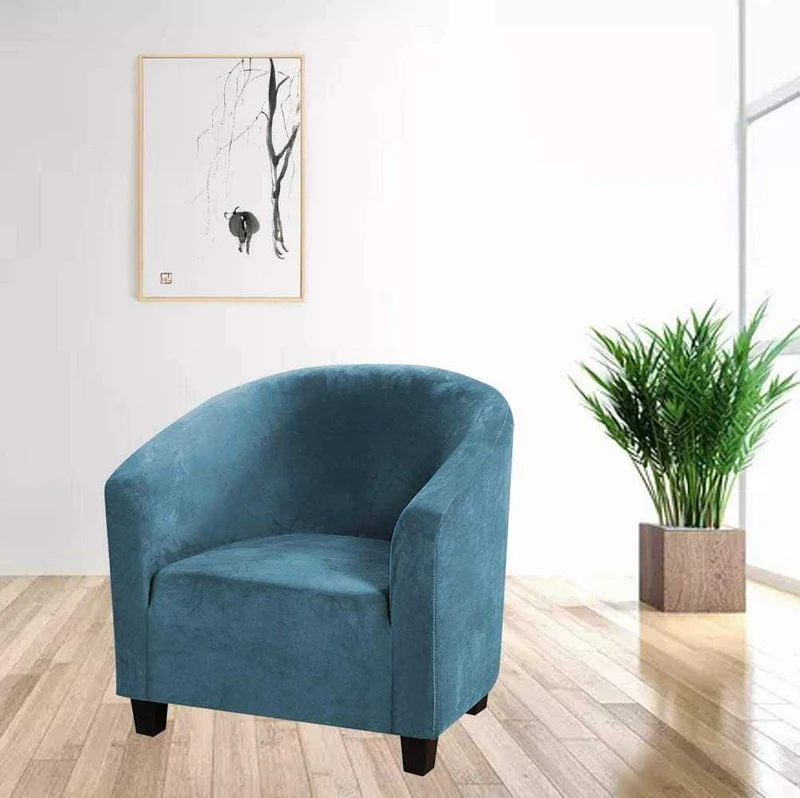 Housse de Fauteuil Velours - Bleu Ciel