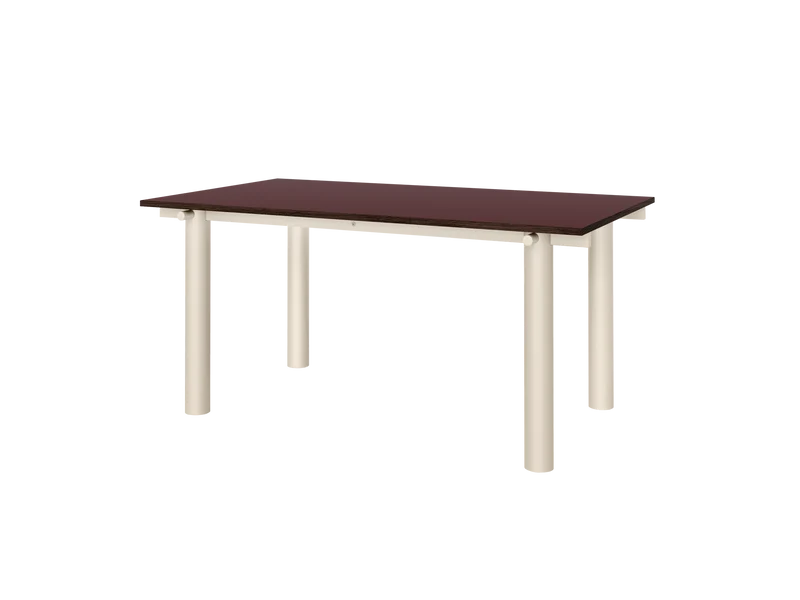 Atura Dining Table - Light Cashmere/Burgundy Linoleum