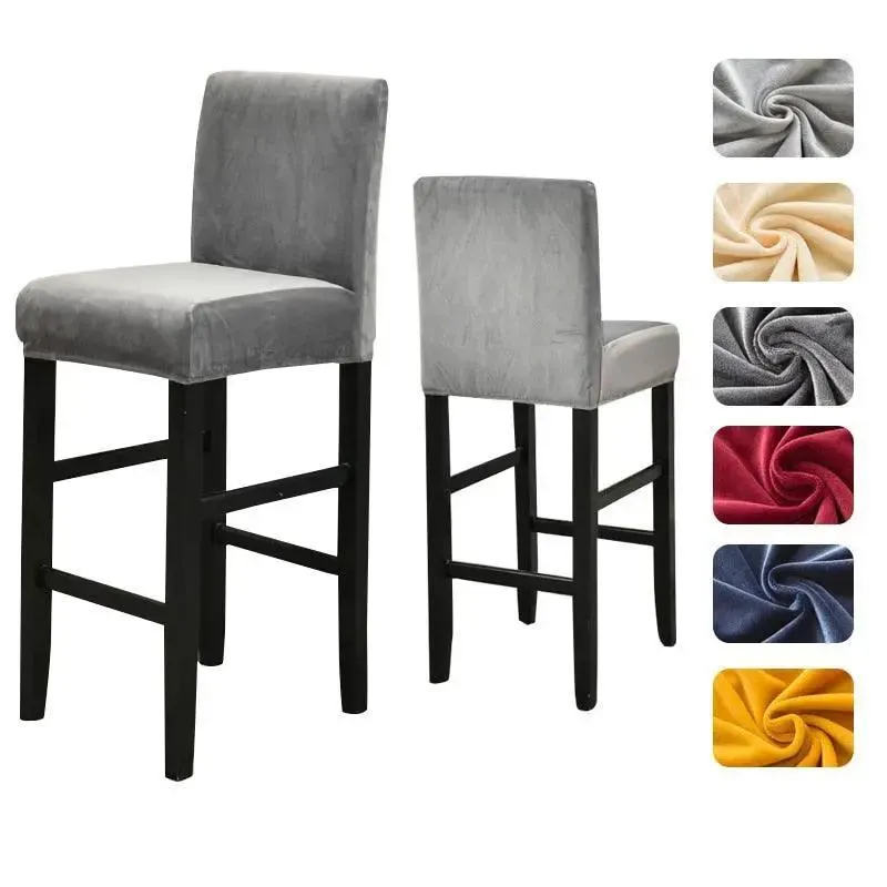 Housse de Chaise de Bar en Velours Extensible