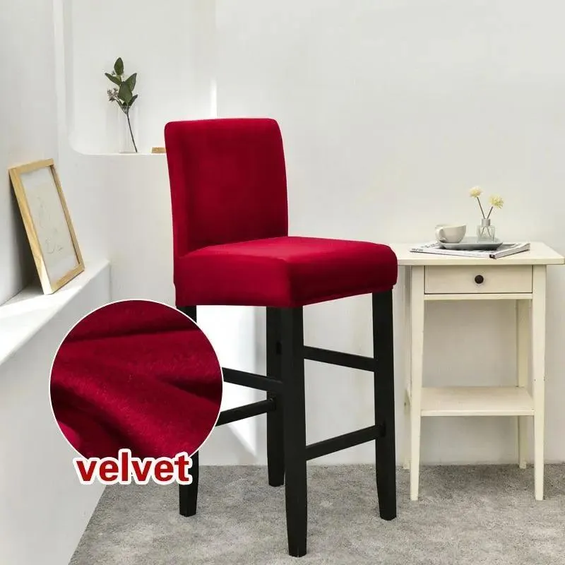 Housse de Chaise de Bar en Velours Extensible