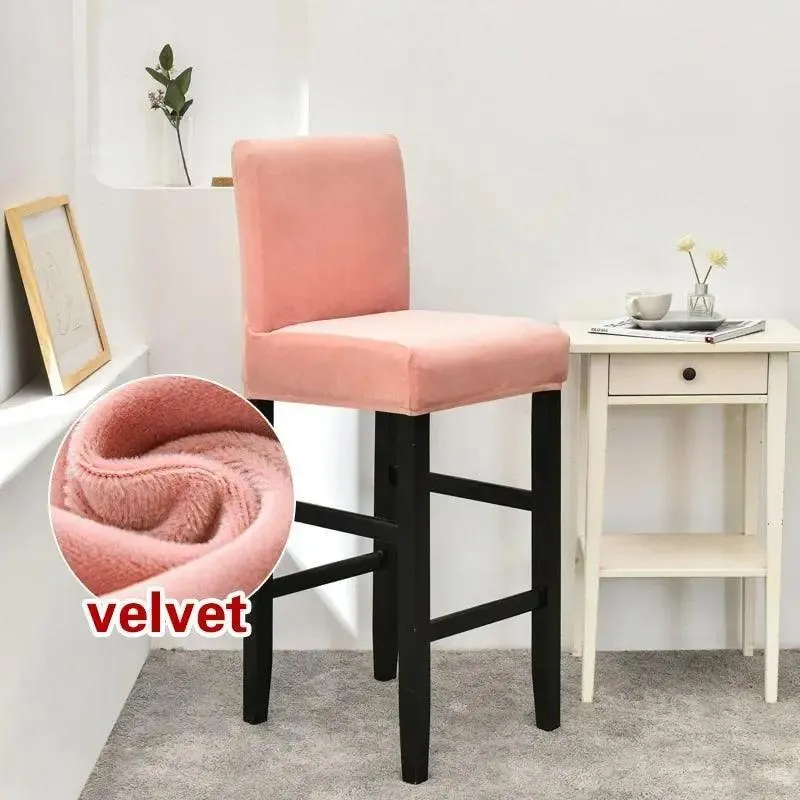 Housse de Chaise de Bar en Velours Extensible