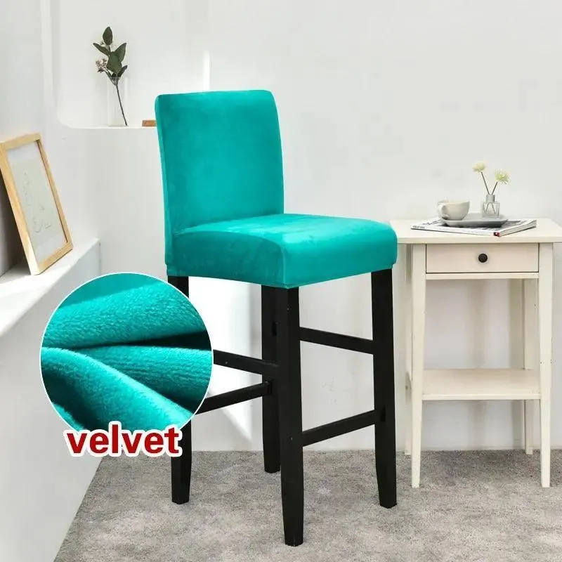 Housse de Chaise de Bar en Velours Extensible