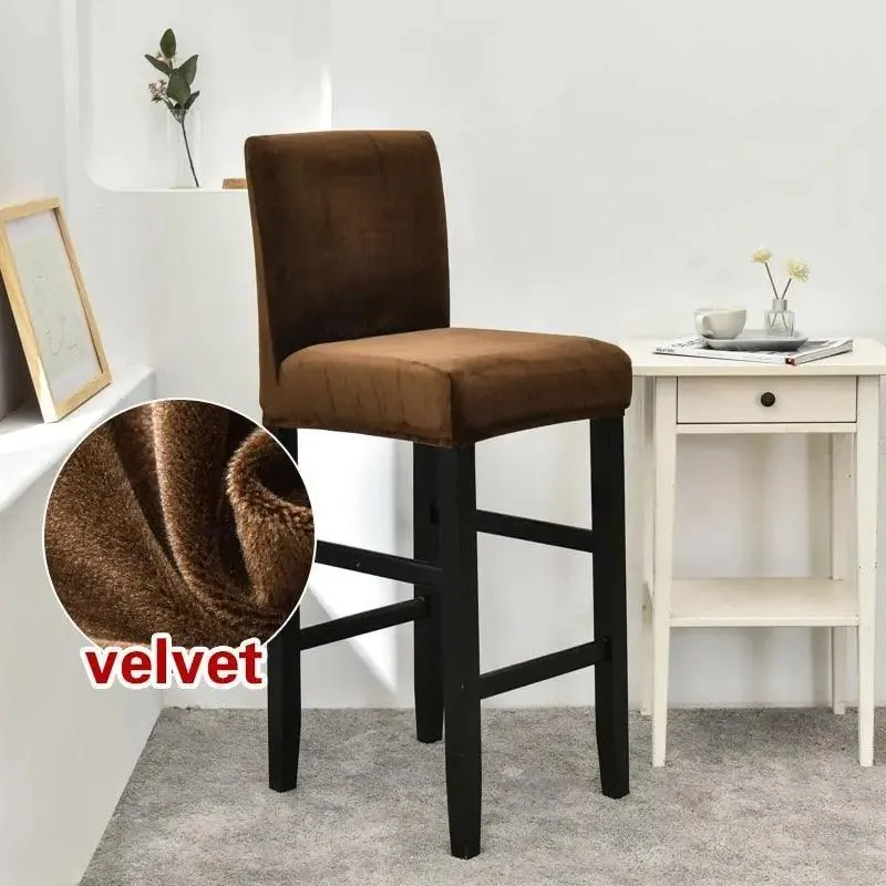 Housse de Chaise de Bar en Velours Extensible