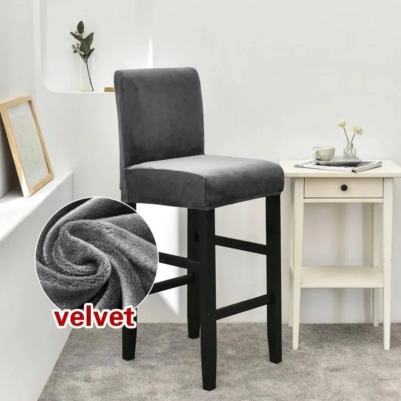 Housse de Chaise de Bar en Velours Extensible