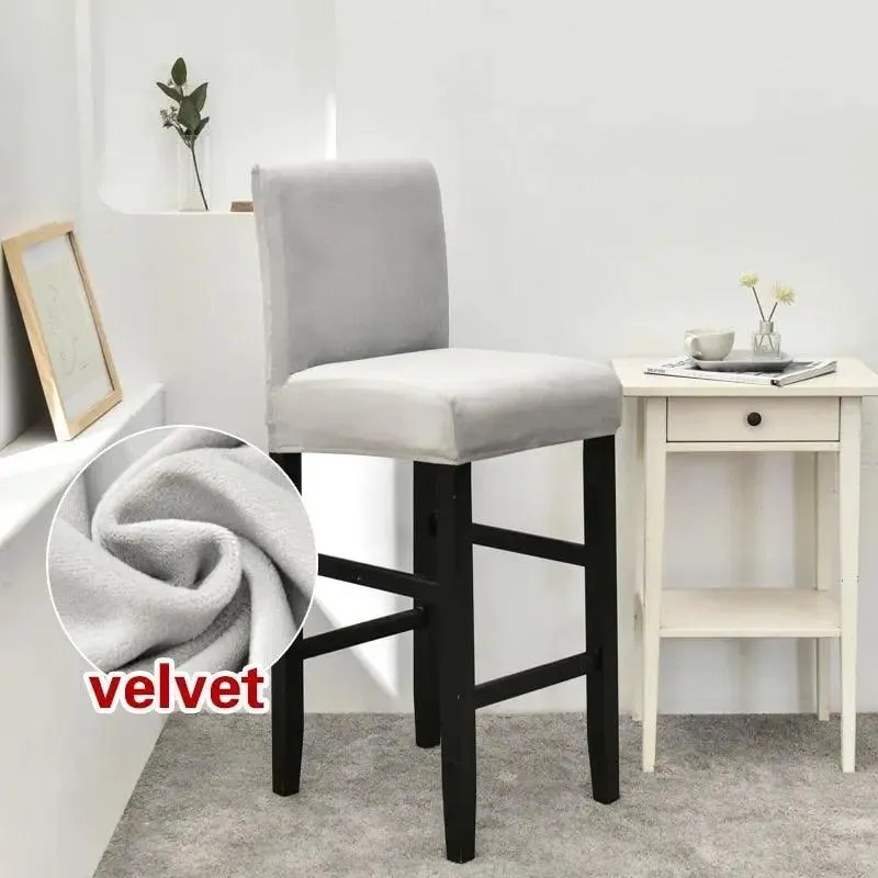 Housse de Chaise de Bar en Velours Extensible
