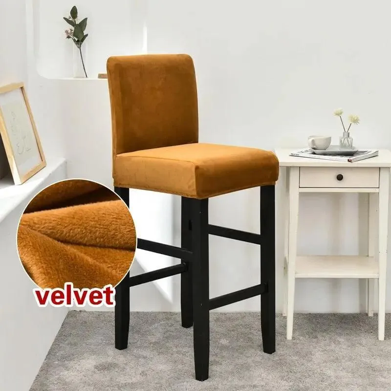 Housse de Chaise de Bar en Velours Extensible
