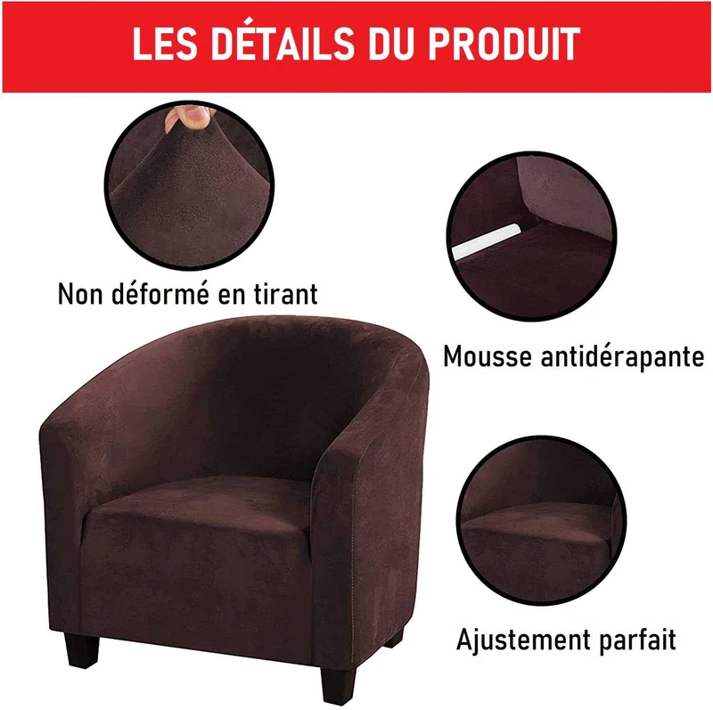 Housse de Fauteuil Universelle en Velours - Marron