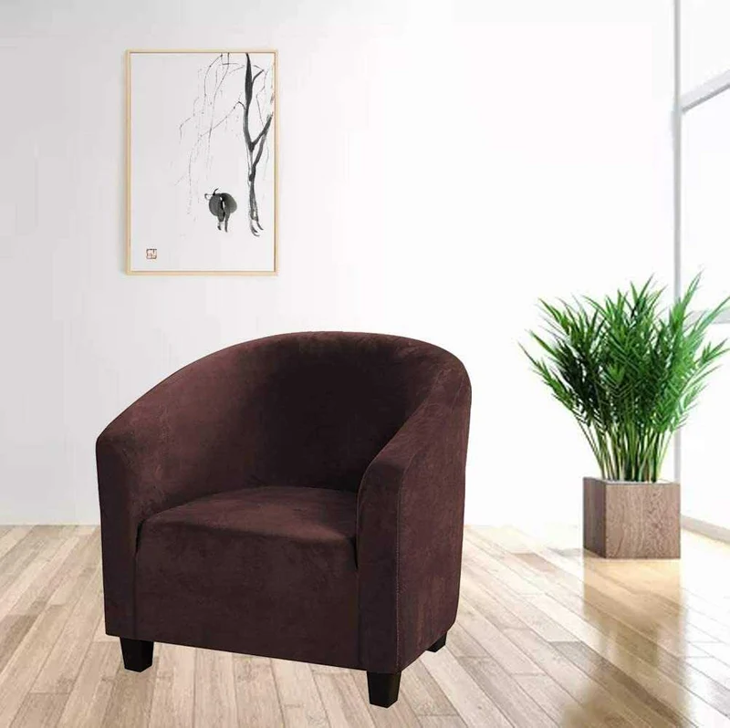 Housse de Fauteuil Universelle en Velours - Marron