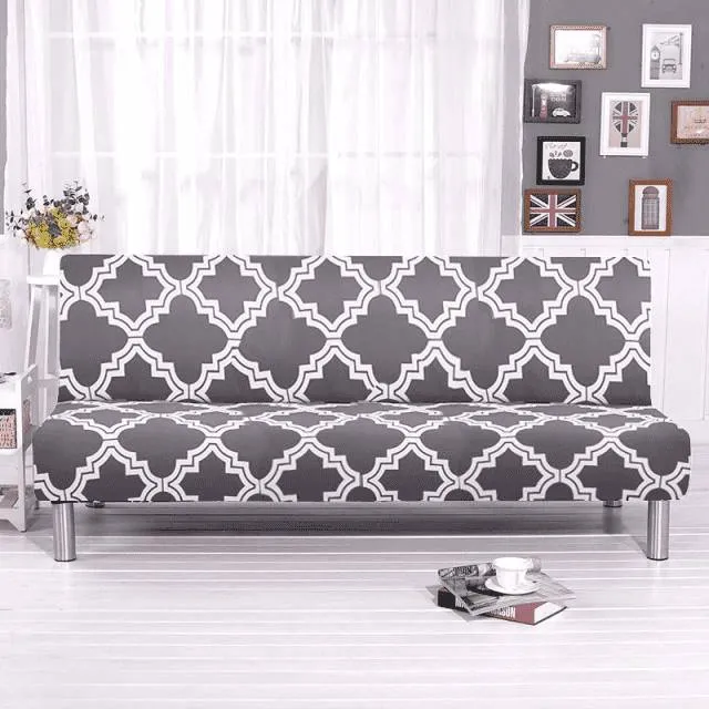 Housse Clic Clac Extensible Motif Géométrique Gris - Tissu Doux & Élastique
